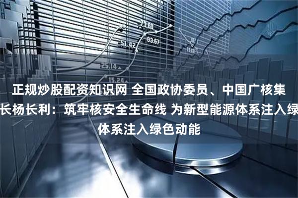正规炒股配资知识网 全国政协委员、中国广核集团董事长杨长利：筑牢核安全生命线 为新型能源体系注入绿色动能